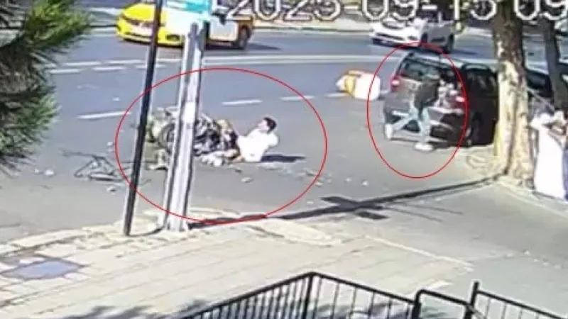 Motosiklet Kasasıyla Uçtu! Çorlu'da Feci Kaza Kamerada