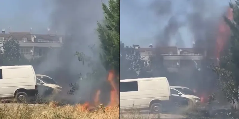 Bursa'da Korkunç Yangın! Otluk Alevleri Araçları Kül Etti
